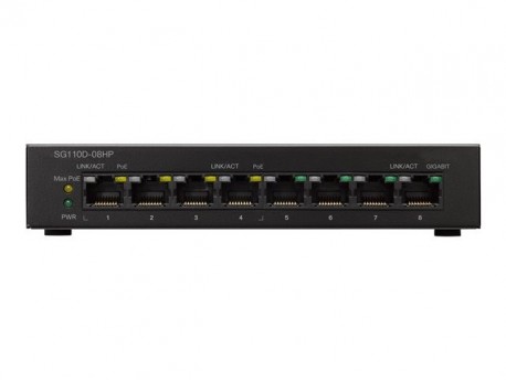 Cisco Switch 8 puertos SG110D-08HP POE Gigabit
