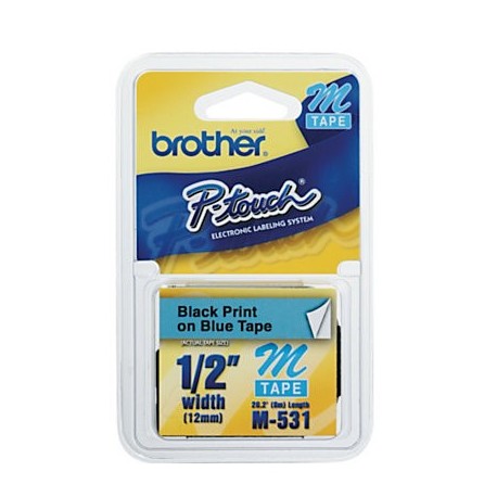 Brother cinta rotuladora M531 azul/negro 12mm x 8m