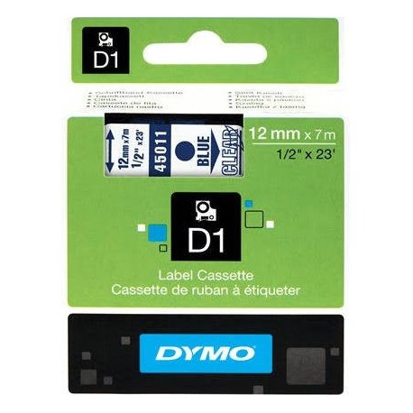 Dymo cinta rotuladora 45011 azul/trans. 12mm x7m