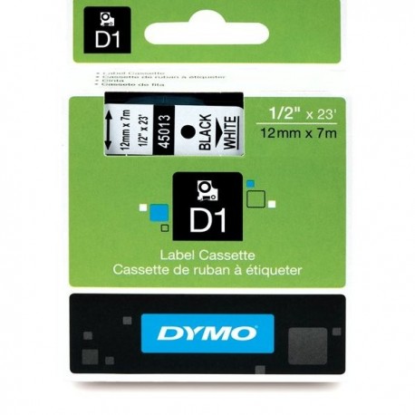 Dymo cinta rotuladora 45013 negro/blanco 12mm x 7m
