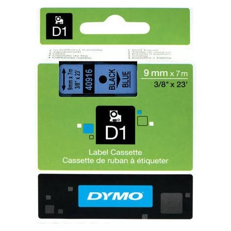 Dymo cinta rotuladora 40916 negro/azul 9mm x 7m