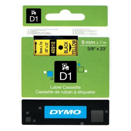 Dymo cinta rotuladora 40918 negro/amarillo 9mm x7m