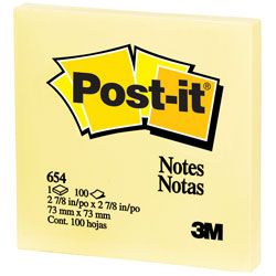 3M Post-it 654 76mm x 76mm 50 hojas amarillo
