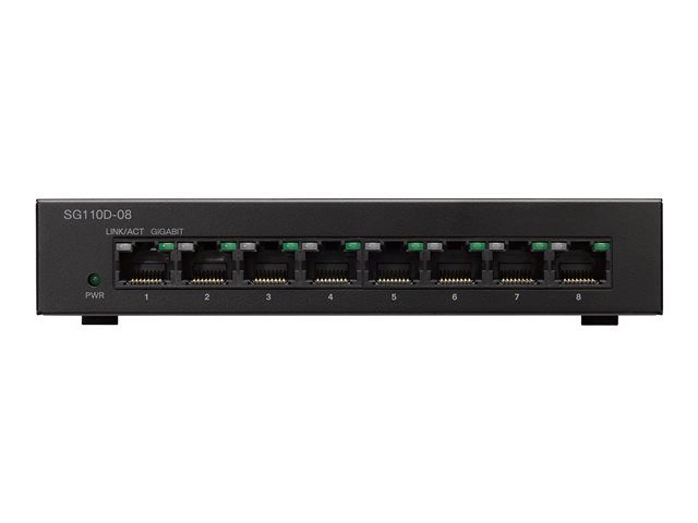 Cisco Switch 8 puertos Small Business SG110D-08-EU Gigabit Conmutador - sin gestionar - 8 x 10/100/1000 - sobremesa