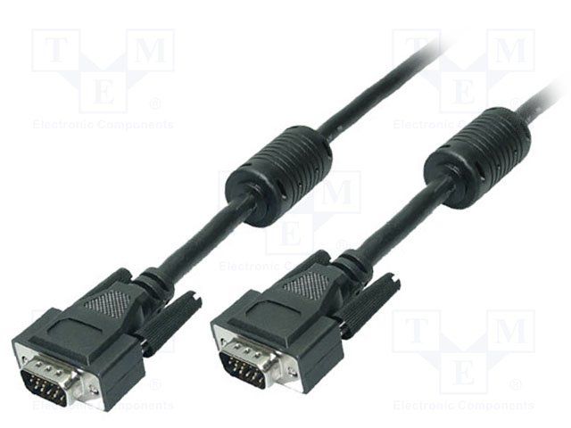 LogiLink cable SVGA 15 macho - 15 macho + ferritas 5 metros  negro CV0003