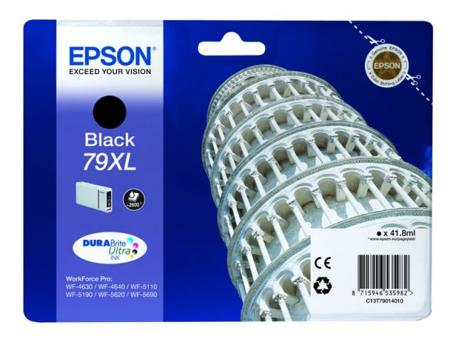Epson cartucho de tinta negro 79XL C13T79014010 2600 páginas para WorkForce Pro WF-4630DWF, WF-4640DTWF, WF-5110DW, WF-5190DW, WF-5620DWF, WF-5690DWF