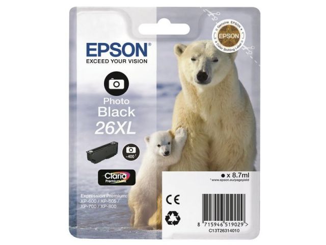 Epson cartucho de tinta  negro photo T26XL T26314010 400 páginas Premium XP-600/XP-605/XP-700/XP-800