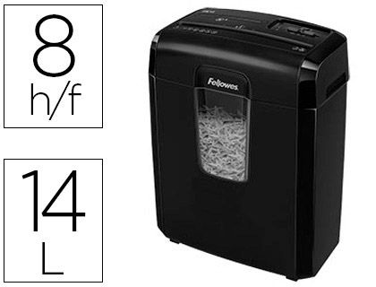Fellowes destructora 8Cd 8 hojas en partículas 4mm x 35mm ciclo 3 minutos - 14 litros - clips - grapas-cd-tarjetas - ocasional