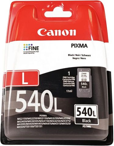 Canon cartucho de tinta negro PG540L - 5224B001 - 11ml. - 600 páginas PIXMA MG2250, MG3150, MG3250, MG4150, MG4250, MX375, MX395, MX435, MX455, MX515, MX525