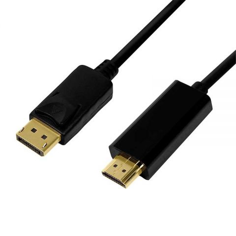 LogiLink cable adaptador DisplayPort 1.2 macho - HDMI 1.4 macho negro - 2 metros CV0127- Conectores chapados en oro - resolución máxima 4k 30Hz