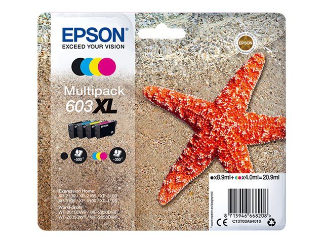 Epson cartucho de tinta multipack 603XL C13T03A64010 para Expression Home XP-2100 - 2105 - 3100 - 3105 - 4100 - 4105 - WorkForce WF-2810 - 2830 - 2835 - 2850