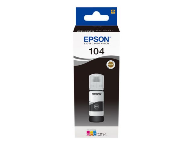 Epson cartucho de tinta tinta negro 104 C13T00P140 70ml 4.500 páginas para EcoTank ET-2710/ 11/ 12/ 14/ 20/ 21/ 26/ -4700/50