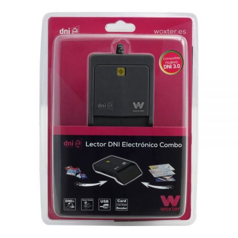 Woxter Lector de DNIe PE26-025 combo, para tarjetas SD- MMC- MS- MSPro- XD- Micro SD - soporta tarjeta 3v-5v - negro - USB 2.0 - 1.0 - 60x85x20 mm (ancho x alto x fondo)