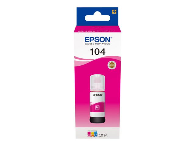 Epson cartucho de tinta tinta magenta 104 C13T00P340 65ml. 7.500 páginas para   EcoTank ET-2710/ 11/ 12/ 14/ 20/ 21/ 26/ -4700/50