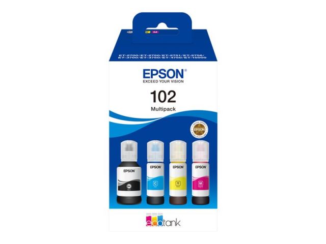 Epson cartucho de tinta multipack 102 C13T03R640 70ml. 6.000 páginas para EcoTank ET-15000, 2700, 2750, 2751, 2756, 3700, 3750, 4750; Expression ET-2700, 2750, 3700