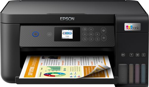 Epson impresora inkjet EcoTank ET-2850 C11CJ63405 - multifunción 3 x 1  color-  A4 - Resolución máxima: 5760 x 1440 DPI -  10,5 ppm. - escáner: 1200 x 2400 DPI - dúplex - Wifi - incluido 14.000 páginas negro + 5.200 páginas x color. Garantía un año O 30.0