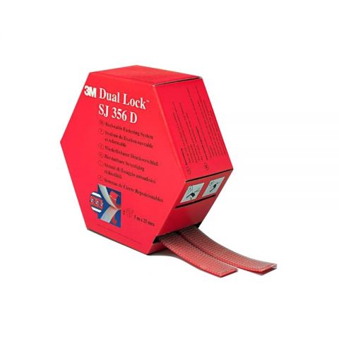 3M Cinta adhesiva Dual Lock SJ3560D sistema semi rígido de cierre reposicionable - 7000070525 - 25mm x 5m