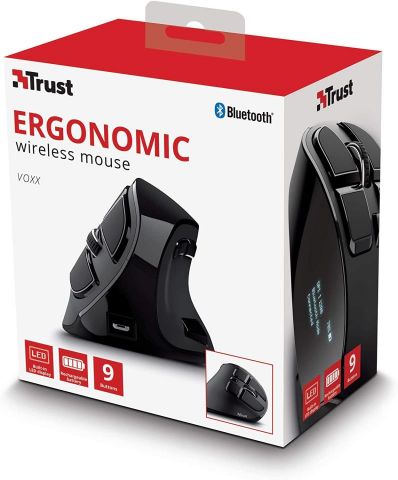 Trust ratón inalámbrico Voxx 23731 recargable Bluetooth vetical ergonómicole 2.4 GHz - 9 Botones - 1200/1600/2000/2400 PPP