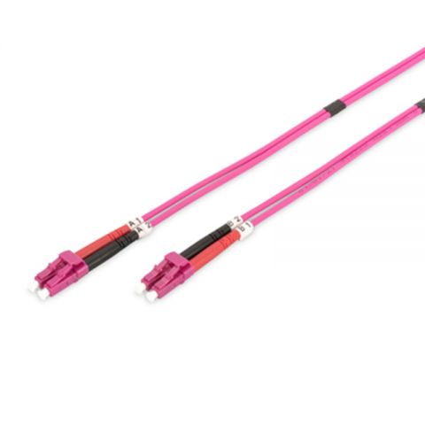 Digitus Cable fibra óptica DGT-DK-2533-01-4 - Profesional Cable de conexión multimodo de fibra óptica categoría OM4 - LC / LC - 50/125 µ, dúplex - color RAL4003 - 1 m.