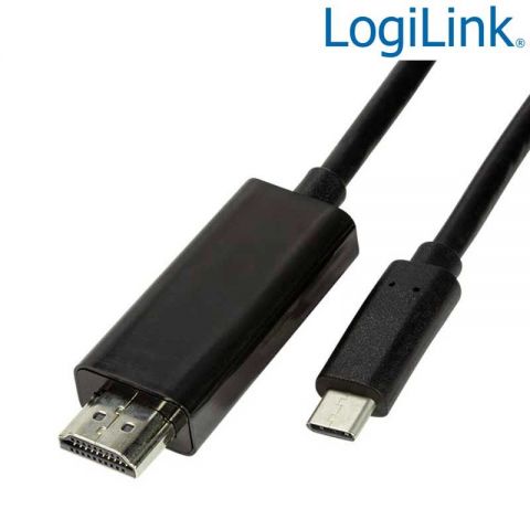 LogiLink cable USB-C  3.2 - HDMI 4K/60Hz. 1,8 metros macho-macho negro UA0329