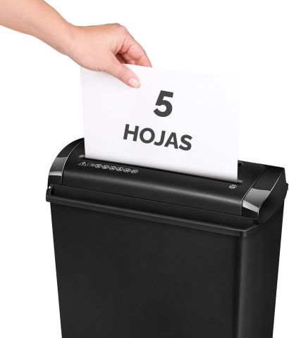 Fellowes Destructora P-25S corte tiras 7mm - 11 litros - 5 hojas - 20 hojas diarias - 3 minutos - nivel seguridad DIN P-1 - Clips - Grapas