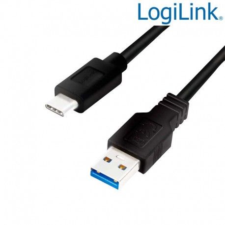 LogiLink cable USB-C  3.2 - USB A 3.0 - 2 metros  macho-macho negro CU0170