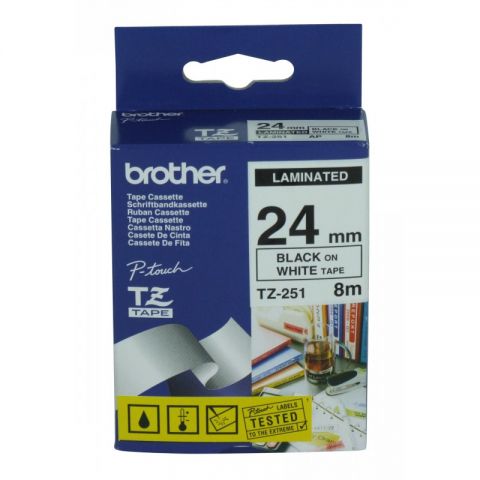 Brother cinta rotuladora TZ251 negro/blanco 24mm x 8m
