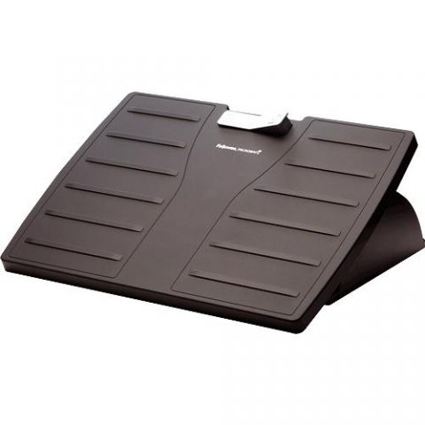 Fellowes Reposapies 8035001 - ajustable 3 alturas - protección MICROBAN - Negro/Plata - 111 x 444 x 333 mm - antideslizante