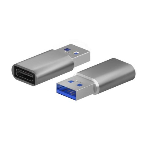 Aisens Adaptador mini A108-0677 - USB-A/M 3.2 GEN2 a USB-C/H aluminio gris