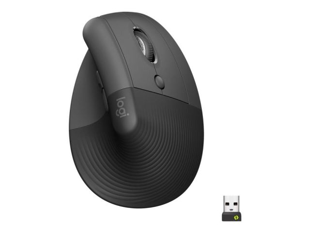 Logitech ratón Lift - 910-006473 - diestros - Bluetooth -USB Tipo A - Óptico - 6 Botón(es) - 4 Programmable Button(s) - Grafito - Inalámbrico - 2,40 GHz - 4000 dpi - Rueda de desplazamiento