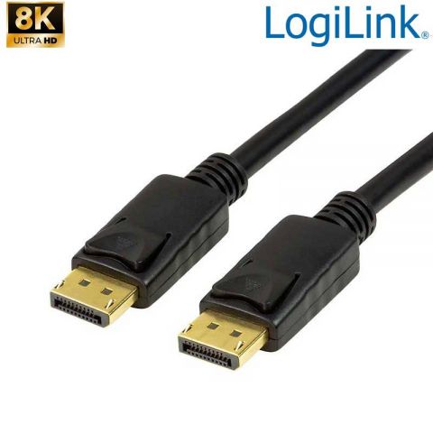 Logilink cable displayport- displayport macho/macho- 5 metros- 1.4- 4K/120Hz a 8K-60Hz- negro-  CV0139-