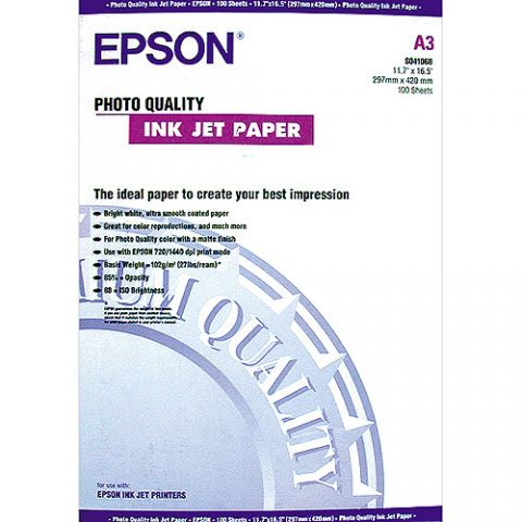 Epson papel ink-jet S041068 A3 calidad fotográfica 102gr. 100 hojas 720ppp
