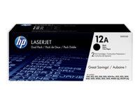 HP toner negro 12A Q2612AD pack 2 unidades LJ-1010-12-15-3020-50-55 2000 páginas x toner