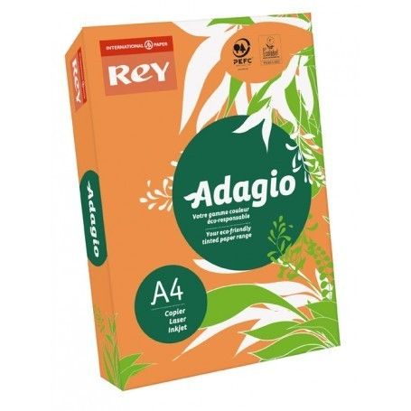 A4 liso 80Gr  500 hojas color fuerte naranja