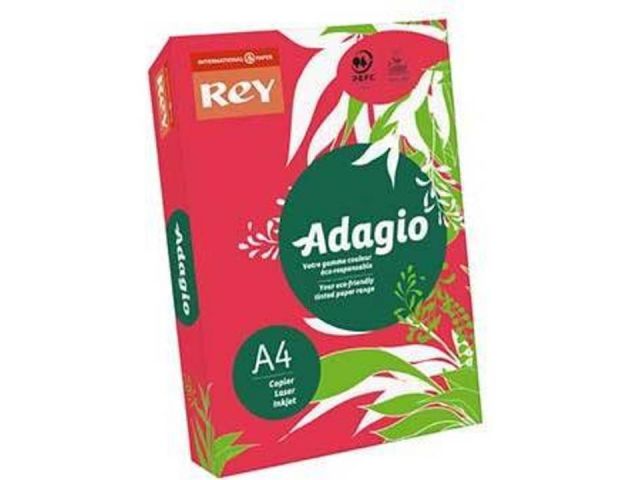 A4 liso 80Gr  500 hojas color fuerte rojo coral