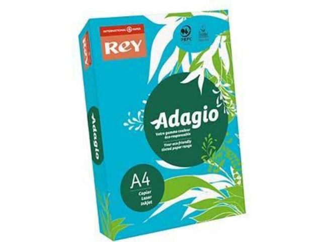 A4 liso 80Gr  500 hojas color fuerte azul mar
