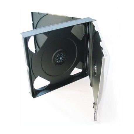 Archivador para CD y DVD x 4 unidades -  lomo 20mm, transparente-negro