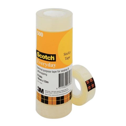 3M Cinta adhesiva transparente Scotch 500 12mm x 66m. en acordeón