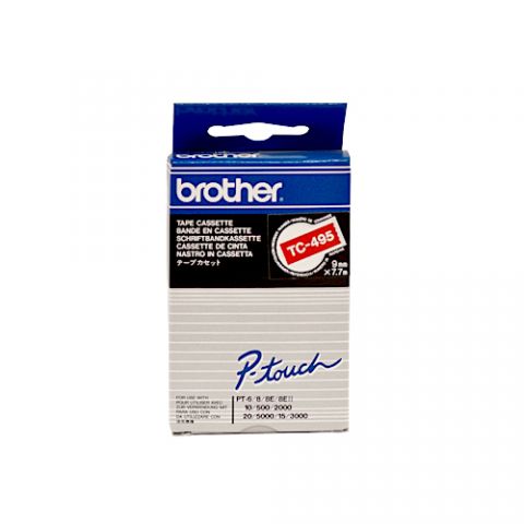 Brother cinta rotuladora TC495 blanco/rojo 9mm x 7m