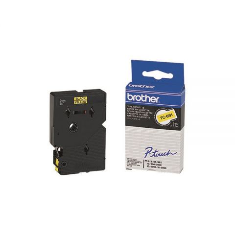 Brother cinta rotuladora TC691 negro/amarillo 9mm x 7m