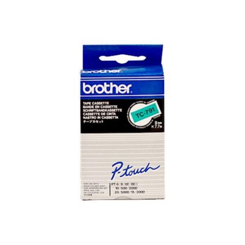 Brother cinta rotuladora TC791 negro /verde 9mm x 7m