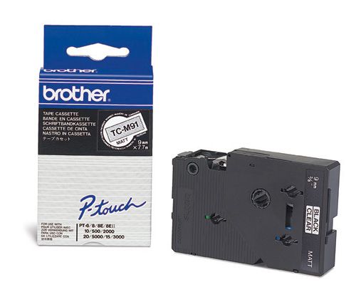 Brother cinta rotuladora TCM91 negro/trans.mate 9mm x 7m