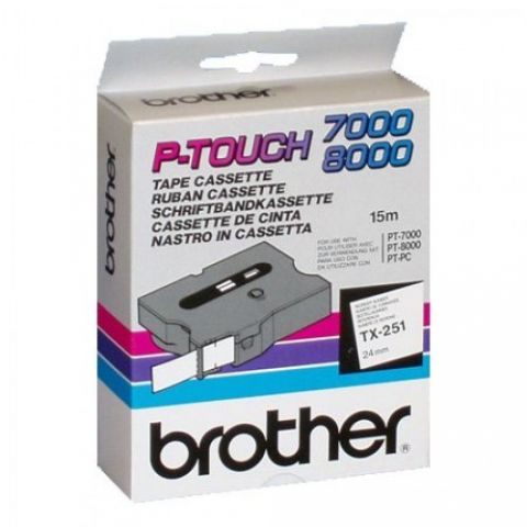 Brother cinta rotuladora TX251 negro/blanco 24mm x 15m