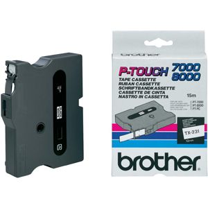 Brother cinta rotuladora TX231 negro/blanco 12mm x 15m