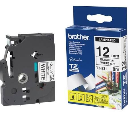 Brother cinta rotulador TZe231 negro/blanco 12mm x 8m