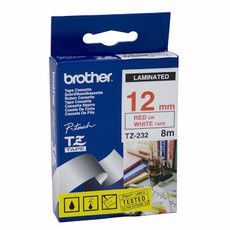 Brother cinta rotuladora TZ232 rojo/blanco 12mm x 8m