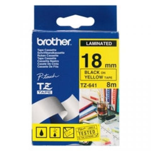 Brother cinta rotuladora TZ641 negro/amarillo 18mm x 7m