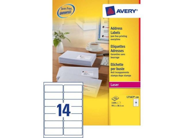 Avery etiquetas L7163  laser 99.1mm x 38.1mm 1400 unidades 100 hojas