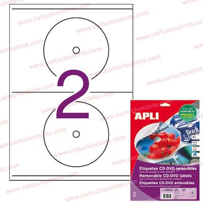 Apli etiquetas 10600 Cd 117mm removibles