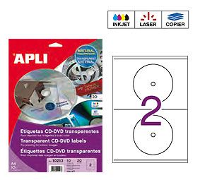 Apli etiquetas 10213 CD/DVD 117mm centro transparente foto